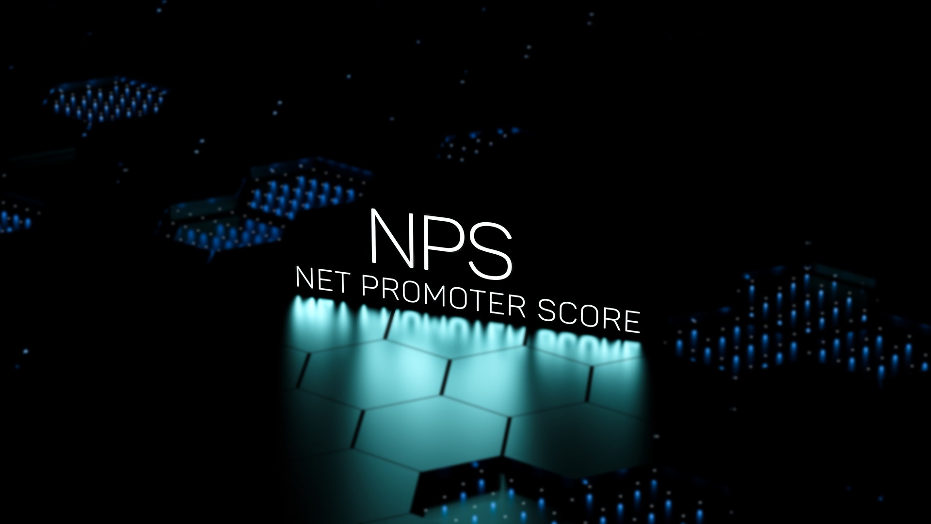 NPS Net Promoter Score text,lettering,acronym illuminated. NPS business concept,wallpaper.3D render